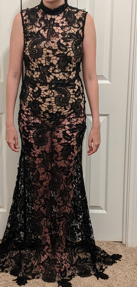Beautiful black lace zip gown